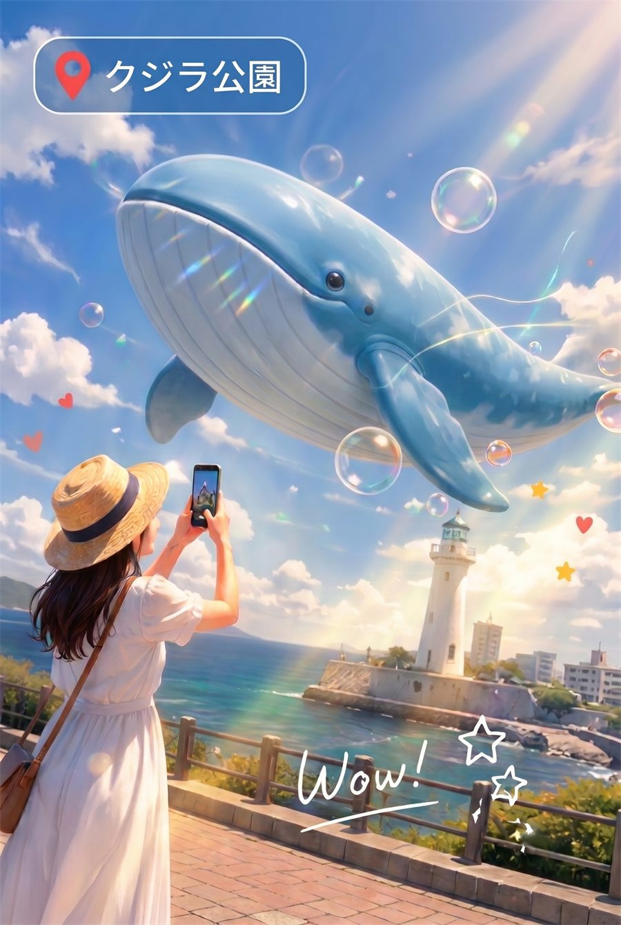 クジラ公園でのAR撮影イメージ
